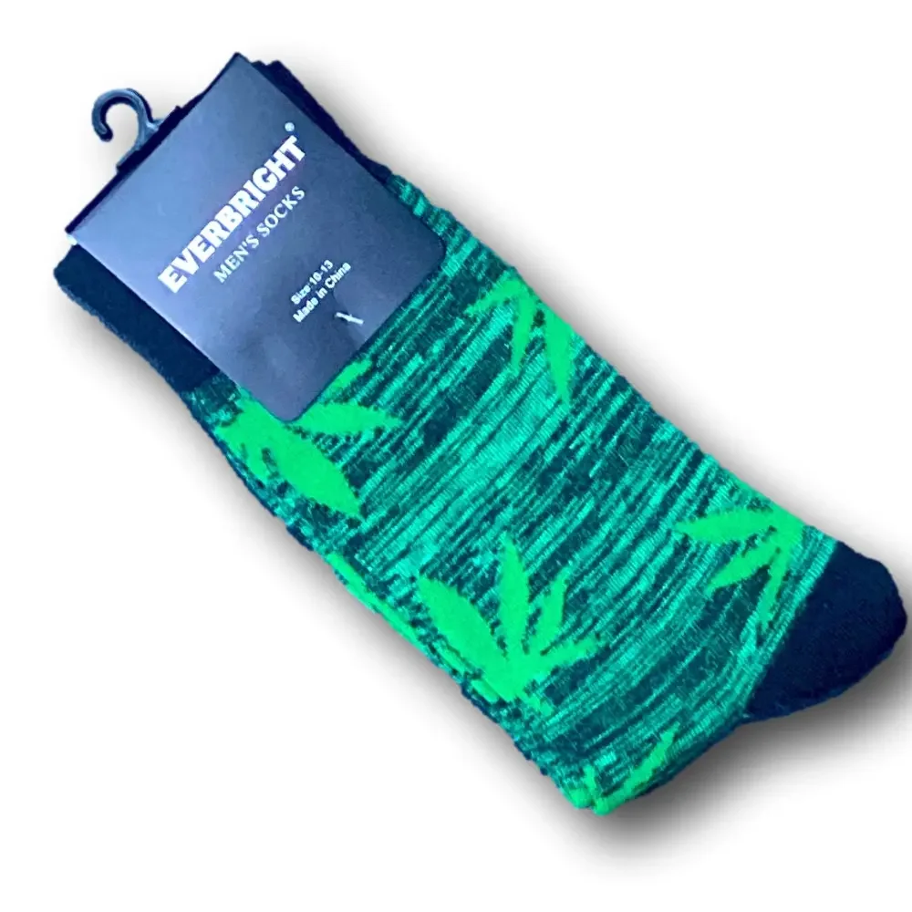 3/$18 Special Plant Leaf Camouflage Funny Novelty Crew Socks - NWT